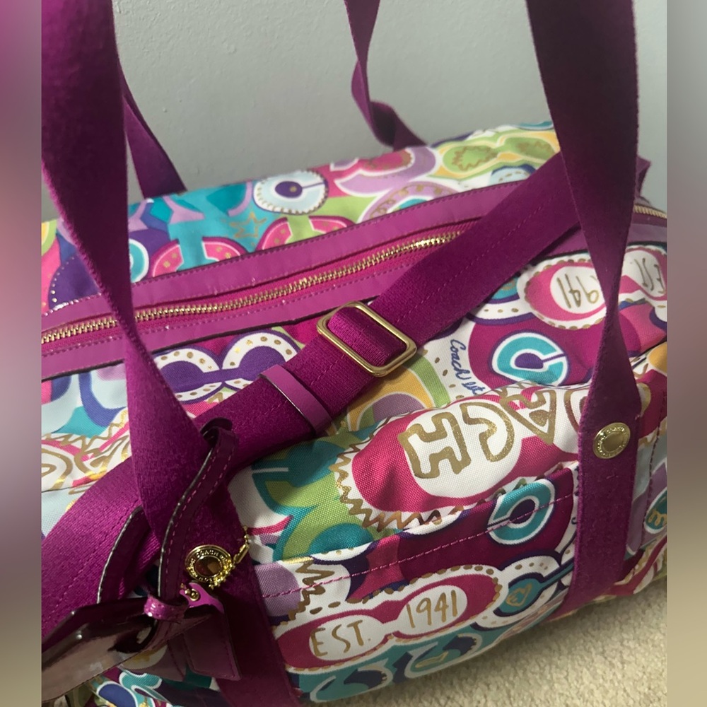 Coach Limited Edition Poppy Pink Graffitti C Travel Bag